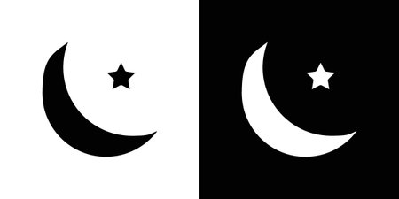 Moon stars icon for web design. solid vector iconsのイラスト素材