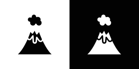 Volcano icon for web design. solid vector iconsのイラスト素材