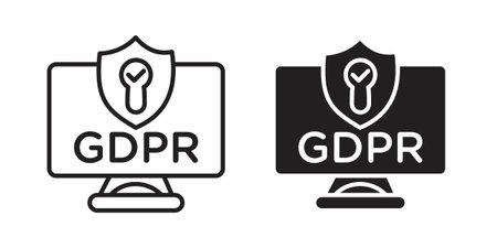 GDPR shield icon for web designs. editable pictogram.のイラスト素材