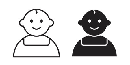 Baby boy icon pictogram template, Simple outline and filled style.のイラスト素材