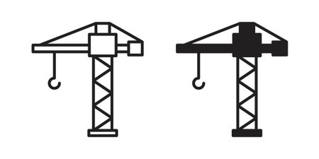 Crane icon pictogram template, Simple outline and filled style.のイラスト素材