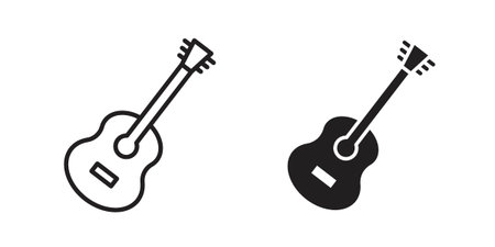 Guitar icon pictogram template, Simple outline and filled style.のイラスト素材