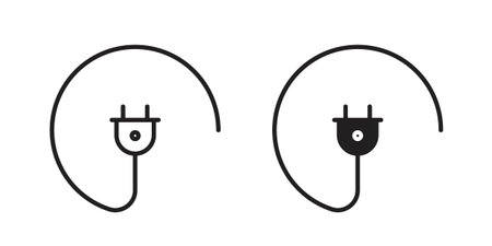 Electric plug icon pictogram template, Simple outline and filled style.のイラスト素材