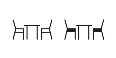 Dinner table icon pictogram template, Simple outline and filled style.のイラスト素材