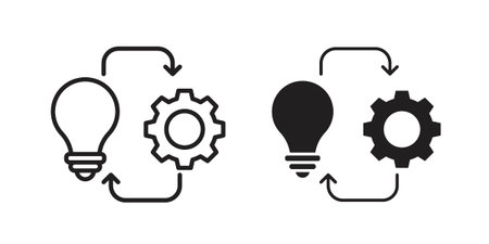 Implementation icon pictogram template, Simple outline and filled style.のイラスト素材