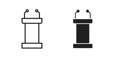 Lectern icon pictogram template, Simple outline and filled style.のイラスト素材