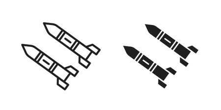 Missile icon pictogram template, Simple outline and filled style.のイラスト素材