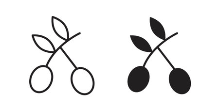 Olive icon pictogram template, Simple outline and filled style.のイラスト素材