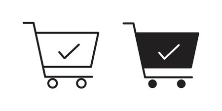 Shopping cart check icon concept vector illustration. logotype icon designsのイラスト素材