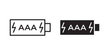 AAA battery icons designed in filled, outline, line and stroke styleのイラスト素材