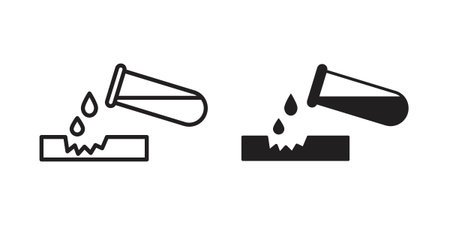 Corrosive substance icons designed in filled, outline, line and stroke styleのイラスト素材