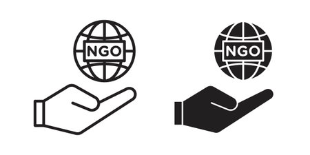 NGO icons designed in filled, outline, line and stroke styleのイラスト素材
