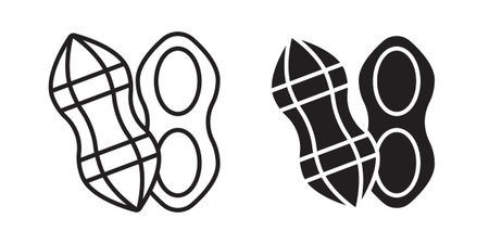 Peanut icons designed in filled, outline, line and stroke style