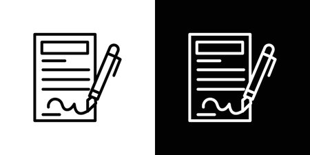 Agreement icon Design concept. Black and white line iconsのイラスト素材