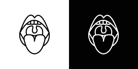 Tonsillitis icon Design concept. Black and white line iconsのイラスト素材
