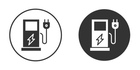 Charging station icons in modern flat solid style for UI UX Designsのイラスト素材