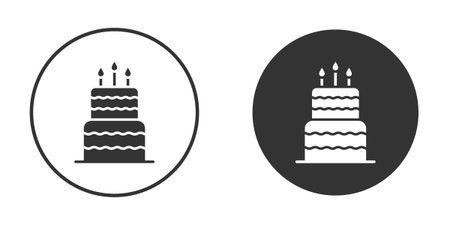 Cake birthday icons in modern flat solid style for UI UX Designsのイラスト素材