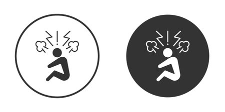 Anxiety or stress icons in modern flat solid style for UI UX Designsのイラスト素材