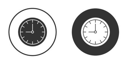 Clock icons in modern flat solid style for UI UX Designsのイラスト素材