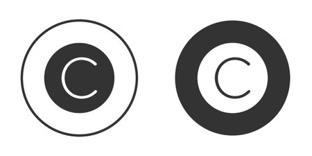 Copyright icons in modern flat solid style for UI UX Designsのイラスト素材