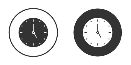 Clock-five icons in modern flat solid style for UI UX Designsのイラスト素材