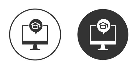 E learning icons in modern flat solid style for UI UX Designsのイラスト素材