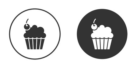 Cupcake icons in modern flat solid style for UI UX Designsのイラスト素材