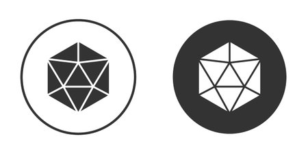 Dice d20 icons in modern flat solid style for UI UX Designsのイラスト素材