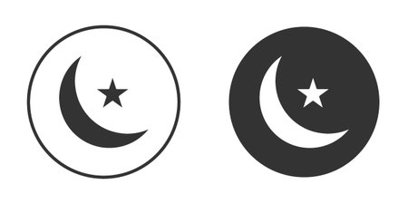 Moon icons in modern flat solid style for UI UX Designsのイラスト素材