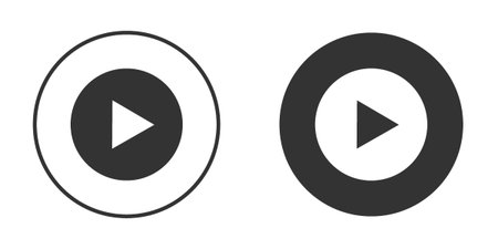 Play icons in modern flat solid style for UI UX Designsのイラスト素材