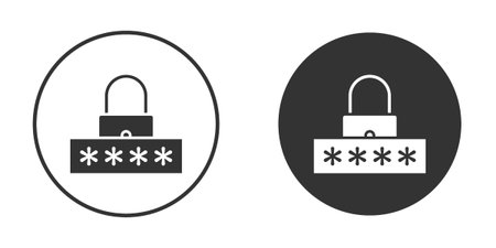 Password icons in modern flat solid style for UI UX Designsのイラスト素材