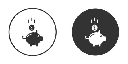 Piggy bank icons in modern flat solid style for UI UX Designsのイラスト素材