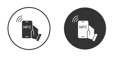 NFC communication icons in modern flat solid style for UI UX Designsのイラスト素材