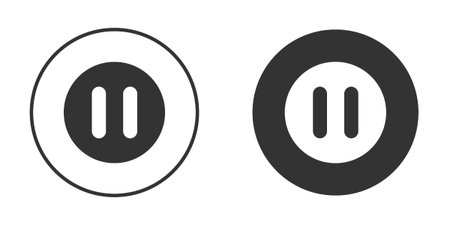 Pause icons in modern flat solid style for UI UX Designsのイラスト素材