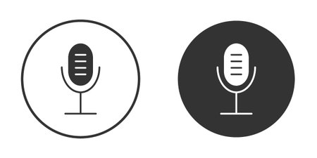Microphone icons in modern flat solid style for UI UX Designsのイラスト素材