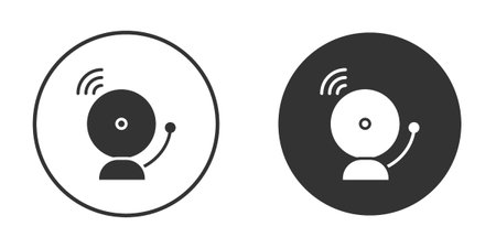 School bell icons in modern flat solid style for UI UX Designsのイラスト素材