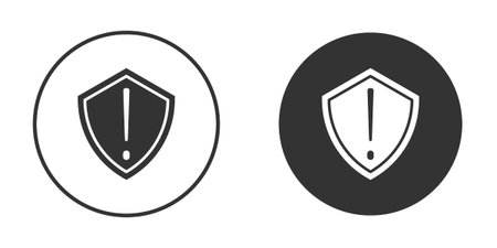 Shield exclamation icons in modern flat solid style for UI UX Designsのイラスト素材