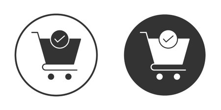 Shopping cart check icons in modern flat solid style for UI UX Designsのイラスト素材