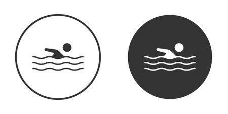 Swimmer icons in modern flat solid style for UI UX Designsのイラスト素材