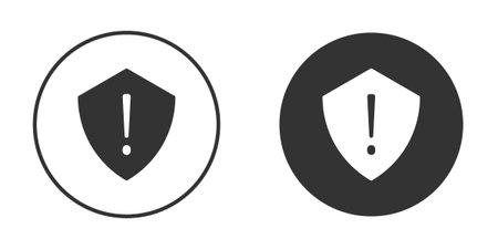 Shield exclamation icons in modern flat solid style for UI UX Designsのイラスト素材