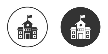 school icons in modern flat solid style for UI UX Designsのイラスト素材