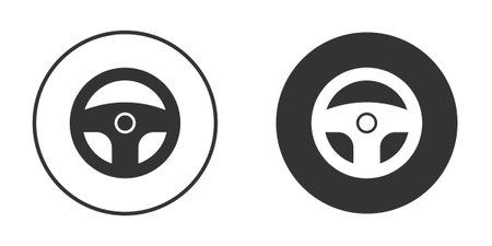 Steering wheel icons in modern flat solid style for UI UX Designsのイラスト素材