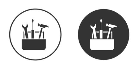 Toolbox icons in modern flat solid style for UI UX Designsのイラスト素材