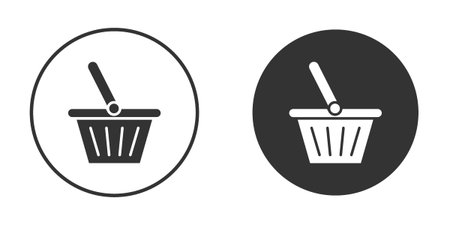 Shopping basket icons in modern flat solid style for UI UX Designsのイラスト素材
