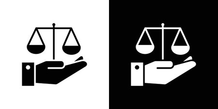 Justice scales in Hand icon illustration vector simple designsのイラスト素材