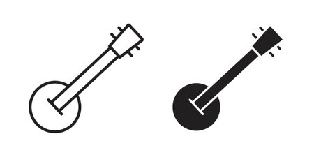 Banjo icons Concepts. black solid and line stroke designs for web and app useのイラスト素材