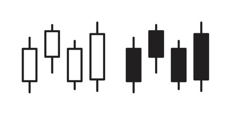 Chart candlestick icons Concepts. black solid and line stroke designs for web and app useのイラスト素材