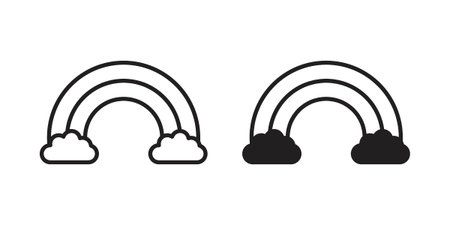 Cloud rainbow icons Concepts. black solid and line stroke designs for web and app useのイラスト素材