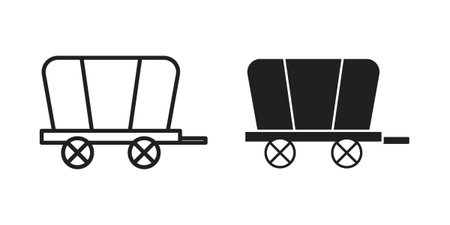 Covered wagon icons Concepts. black solid and line stroke designs for web and app useのイラスト素材