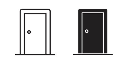 Door closed icons Concepts. black solid and line stroke designs for web and app useのイラスト素材